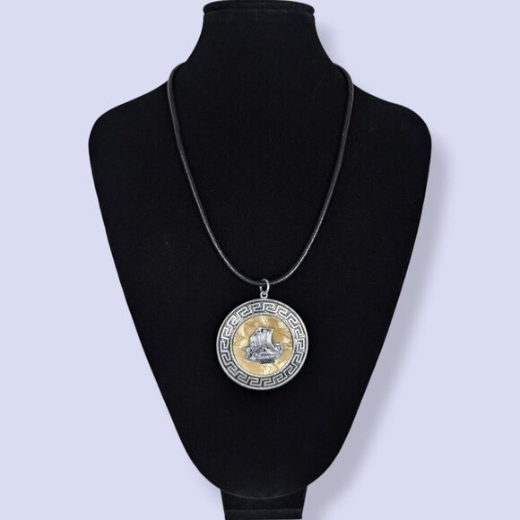 (2/$20) Ship of Theseus Greek Pendant Necklace - Picture 2 of 6